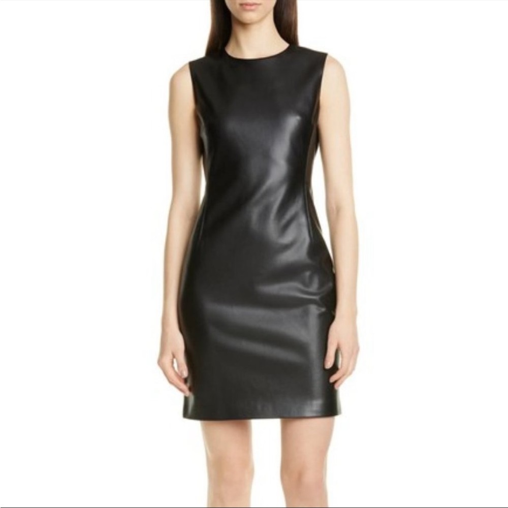 Theory Faux Leather Sheath Dress